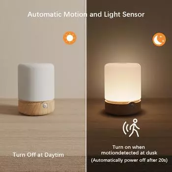 LED Motion Sensor Night Light, Touch Control Table Lamp, USB Rechargeable Beside lights for Bathroom Bedroom Office and Camping
