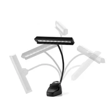 LED Music Stand Light Book Reading Lamp with Flexible Neck Office Camping Travel Lighting Kit Piano Players Musician CN