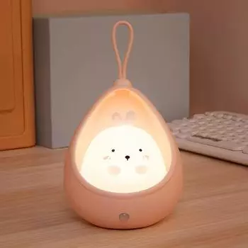 LED Night light Silicone Rabbit Touch Sensor lamp 3M IR Motion Sensor Wall Lamp with Warm Glow for Stairs Bedroom Safety Light USB Plug
