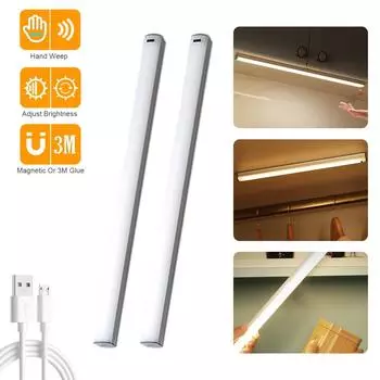LED Night Light Under Cabinet Kitchen Lights 10/20/30/50cm Hand Sweep Sensor Lamp High Brightness Bedroom Wardrobe Lighting cold white