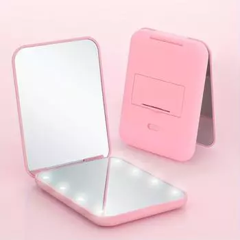 LED Pocket Mirror MagnificationDouble-sided Handheld, Perfect for Travelling and Touch-upsMother s Day Gift Set light mirror розовый