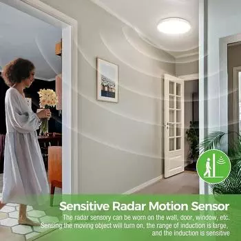 LED Radar Sensor Light Led Ceiling Lamp 220V Motion Sensor Lighting for Room Hallways Aisle Induction Ceiling Lights Garage Cold Light 6000K