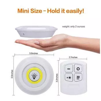 LED Remote/Touch Control Under Cabinet Light Battery Operated Closet Lamp Wireless Cupboard Puck Night Light For Kitchen Stairs Warm White