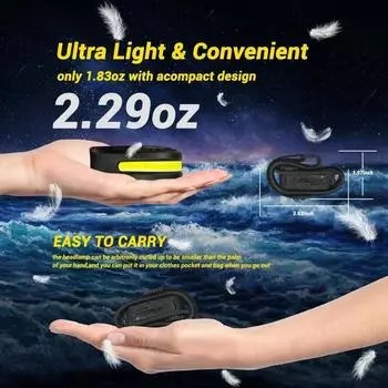 LED Sensor Headlamp XPE+COB Headlight USB Rechargeable Led Head Torch Camping Search Light Head Flashlight for Fishing Lantern