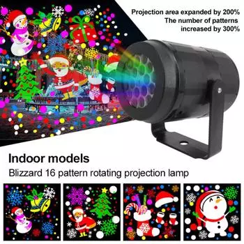 LED Snowflake Projector Lights EU/US/UK 16 Patterns Christmas Projection Indoor Outdoor Lamp Snow Spotlight For Christmas Decor EU Plug