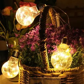 LED Solar Bulb Lights Garland Waterproof 5M 10 Bulbs Christmas Decoration Party Xmas Tree New Year s Decor Wedding Light Garland 5M 10 LED теплый белый