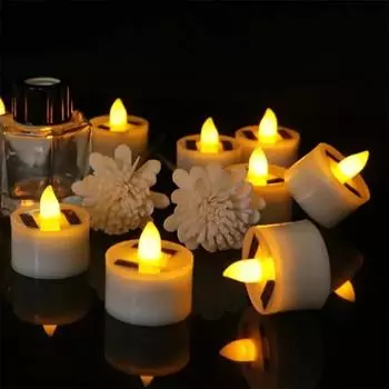 LED Solar Candle Light Outdoor Waterproof Flameless Solar Electronic Candles Night Lights For Birthday Wedding Party Decoration 1PCS