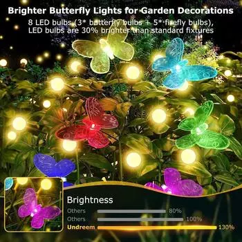 LED Solar Powered Lights Butterfly Firefly Solar Light Outdoor Waterproof Vibrant Garden Lights for Lawn Pathway Decoration 1PC