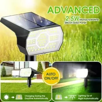 Led Solar Spotlight Outdoor Waterproof Street Light Ground Mounted Lawn Light Solar Powered For Garden Landscape Yard Lamp Decor White