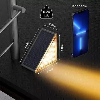 LED Solar Staircase Light Step Lamp Outdoor IP67 Waterproof Light Lens High Brightness Design Courtyard Deck Channel Decor Light White Light-6500K