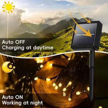 Led Solar String Light Christmas Fairy Light Waterproof Outdoor 5M/7M For Garland Lamp Christmas Holiday Party Garden Home Decor 5M белый