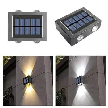 LED Solar Wall Lamp Outdoor Lighting Waterproof Up And Down Glowing Solar Light Courtyard Garden Home Decoration Wall Lights 1 pcs