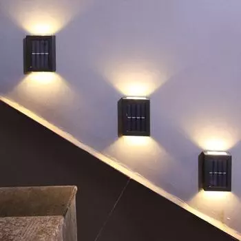 LED Solar Wall Light Outdoor Garden Wall Lamp Waterproof Solar Powered Lamp Up And Down Luminous Courtyard Fence Decoration 1 PC белый