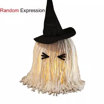 LED Specter Ornaments Luminous Mop Head Desktop Decoration Halloween Hanging Ghost Light Study Random Expression