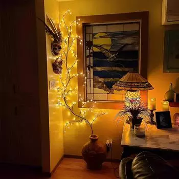 LED String Light Willow Vine Light String USB Plug-in 8 Light Modes Waterproof Decor Lighting for Indoor Holiday Decorations 96LED