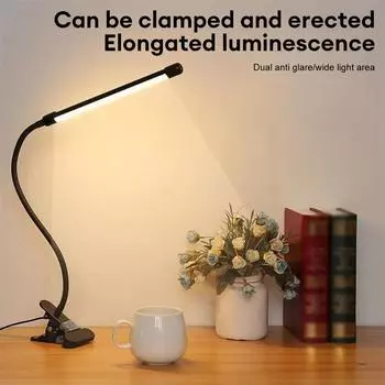 LED Table Lamp Bedside Bed 360°Folding Clamp Study Stand Adjustable Lampara USB Powered Eye Protection Desk Light For Bedroom чёрный