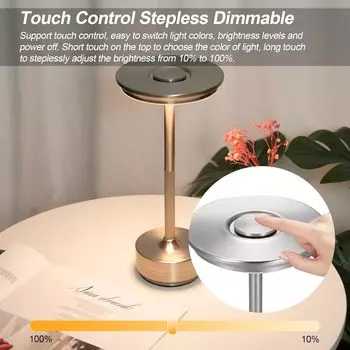 LED Table Lamp Touch Night Light 3Color Dimmable Atmosphere Retro Portable USB Rechargeable For Bar Hotel Decorative Desk Lamp чёрный