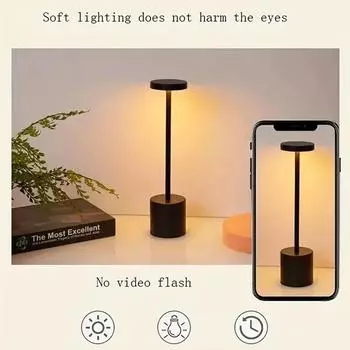 LED Touch Metal Table Lamp USB Rechargeable Three Colors Dimmable Desk Light Bedroom Night Light For Bar Room Decoration changeable чёрный