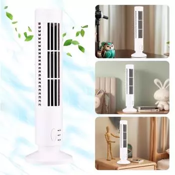 LED Tower Fan Bladeless Cooling Fan 2 Gear Speed Mini Vertical Conditioner Portable No Leaf Air Conditioner for Home Office чёрный