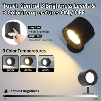 LED Wall Lamp Smart Magnetic Wall Light Touch Reading Lamp Remote Control 360° Rotatable USB Rechargeable Portable Night Light белый
