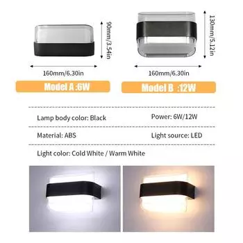 LED Wall Light Lamp 6W 12W 85-265V Cold White Warm White ABS Material Modern Suitable For Indoor Outdoor Kitchen Study Bedroom Cold White