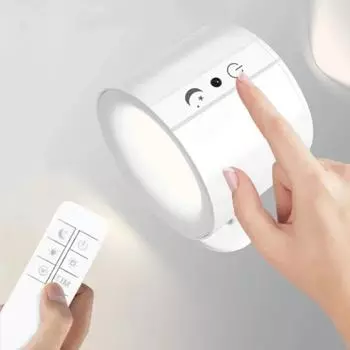 Led Wandlamp Oplaadbare Touch Dubbele Kop Wandlamp 360 ° Rotatie Draadloze Afstandsbediening Led Spotlight Voor Slaapkamerverlic белый