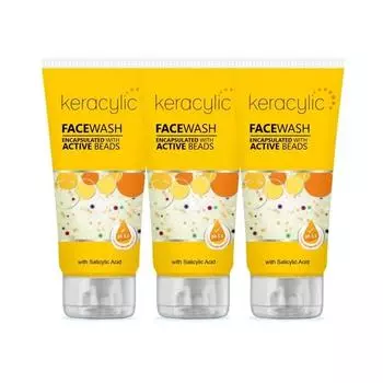 Leeford Keracylic Facewash Combo Pack из 3 штук с инкапсулированными активными гранулами и 1% салициловой кислотой для свежести и яркости кожи (70 г каждый)