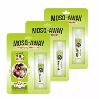 Leeford Mosq Away 100% натуральный репеллент от комаров на тканевой основе, рулонный, комбинированный, упаковка из 3 шт. (10 мл каждый) -Натуральные ингредиенты | 8 часов длительной защиты
