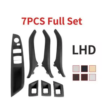 Left Right Side Driver Cars Interior Leather Door Handles 7PCS Full Set for BMW5 Series F10 F11 51417225866 LHD Black