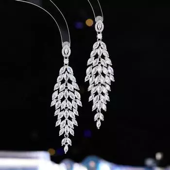 Легкие роскошные серьги-иглы из серебра 925 пробы с длинной бахромой из цветного циркона серьги-иглы из серебра 925 пробы для свадебного банкета разноцветный