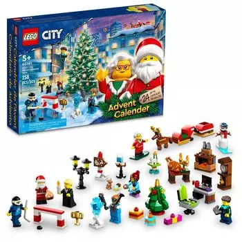 LEGO City 2023 Адвент-календарь 60381 Рождественский праздничный обратный отсчет Игровой набор Подарок с ежедневным сюрпризом из коллекционных предметов