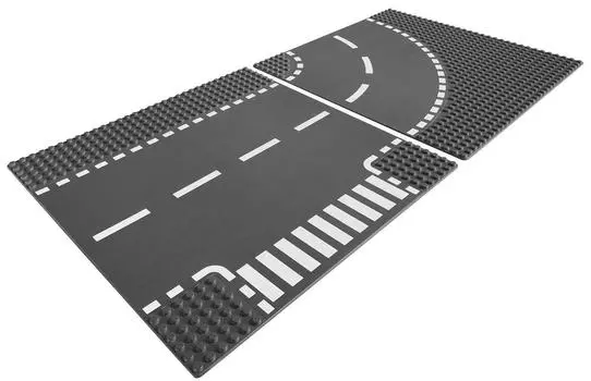 LEGO City Road Plate Curve 7281 T-junction + (2 pieces)