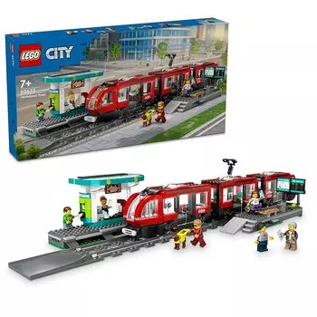 Lego city Трамвай в центре города и остановки игрушки игрушка подарок на день рождения блок мальчик девочка ребенок 7 лет 8 лет 9 лет Ученик начальной школы