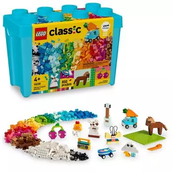 LEGO Classic Vibrant Creative Brick Box Arts Crafts Sensory Toys for Kids Creative Building Set with Airplane and More Birthday Gift for 4 Year Old