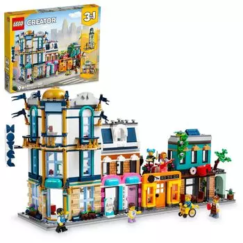 LEGO Creator Main Street 31141 Building Toy Set Toy Town Art Deco Market Street Cafe Music 6 Endless Play Possibilities for Boys and Girls 3-in-1