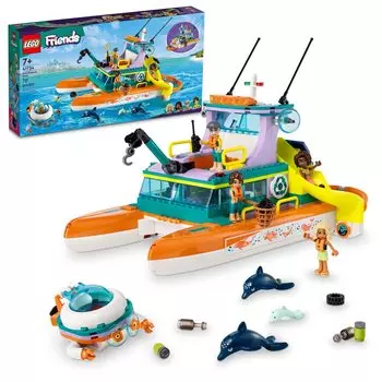 LEGO Friends Sea Rescue Boat 41734 Набор для строительства для детей в возрасте 7 лет и для мальчиков и девочек, которые любят Включает в себя 4 мини-игрушки с изображением младенцев и морских обитателей 6425657 Вверх,