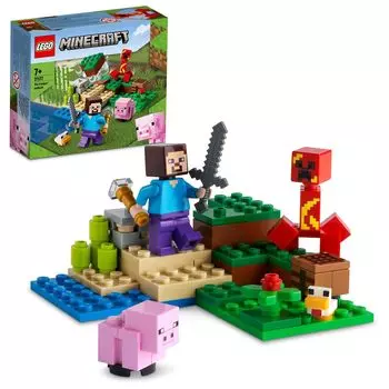 LEGO Minecraft Противостояние с Крипером 21177 Игрушечный блок Настоящее видеоигра для мальчиков и девочек от 7 лет и старше