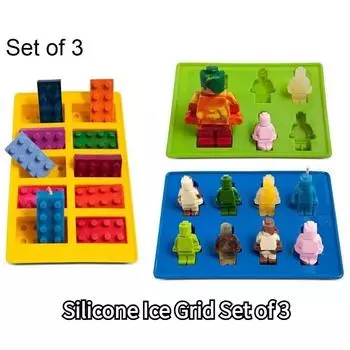 Lego Silicone Ice Cube, набор из 3 предметов, шоколадное желе, форма для торта «Злодей», безопасная и безвредная форма для кубиков льда Lego Creative