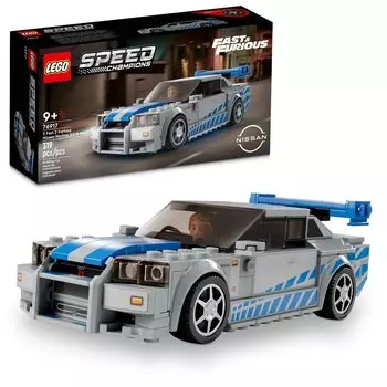 LEGO Speed Champions 2 Fast 2 Furious Nissan Skyline 76917 Race Car Toy Model Building Collectible with Racer 2023 Set for Kids GT-R (R34) Kit,