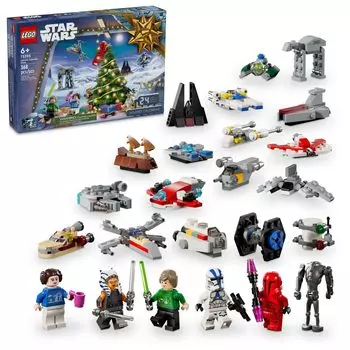 LEGO Star Wars Advent Calendar 2024 for Kids Christmas Advent Calendar with 18 Mini Builds 5 Mini Ages Gift Ideas for Boys Girls 75395 - & Figures, 6+