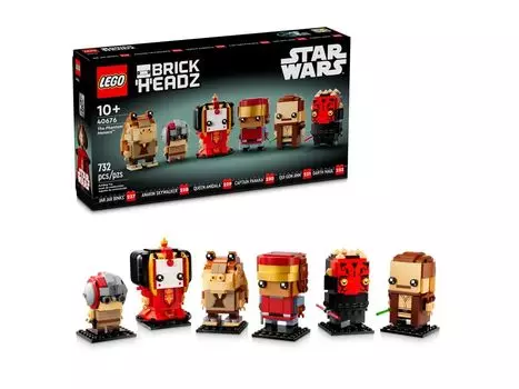 LEGO Star Wars The Phantom Menace Brickheads Anniversary Edition Включает 6 коллекционных персонажей и подлинный 40676: - аксессуары.