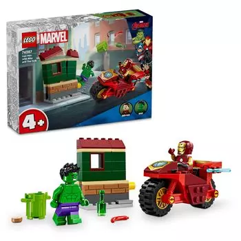 LEGO Super Heroes Iron Man and Hulk on a Bike Toy Present Birthday Block Educational Christmas Boys Girls Children 4 Years Old 5 Years Old 6 Years Old