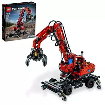 LEGO Technic Material Handler 42144 Mechanical Model Crane Toy with Manual and Pneumatic Functions Construction Truck Assembly Set Educational Toy