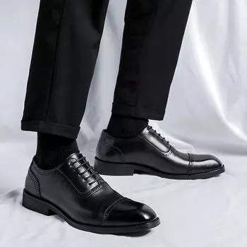 Leisure business men s leather shoes Luxury men s pointed Lace up design Party Wedding Outdoor Business Black Shoes 38 чёрный