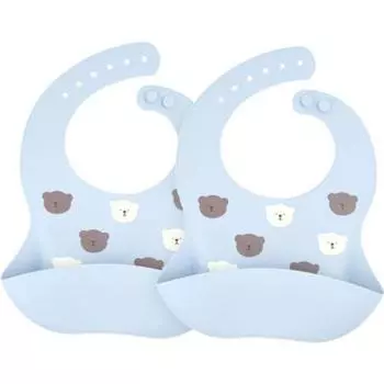 Lemayer силиконовый непромокаемый нагрудник, Blue Bear, 2 шт., 1 шт.