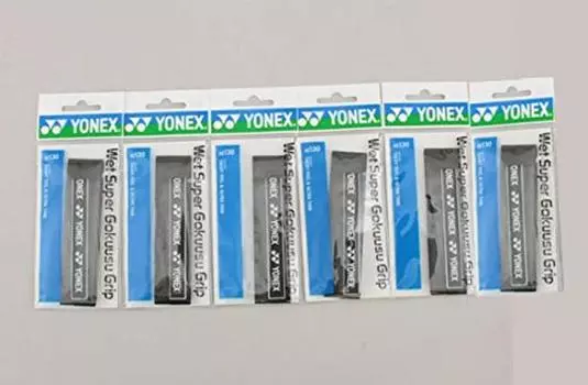 Лента YONEX Wet Super Grip Tape, набор из 6 штук, черная, ультратонкая, AC130-007-6SET чёрный
