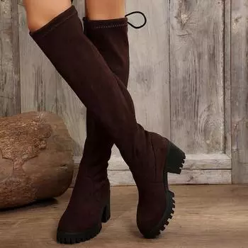 Leopard print sexy new foreign trade large size rear lace-up knee boots high women s boots low heel medium tube socks single boots 36