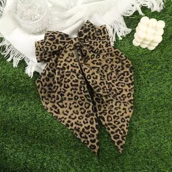Leopard Print Streamer Spring Clip Barrettes Women French Bow Hair Clips Beach Holiday Styling Hairpin Barrette Headwear