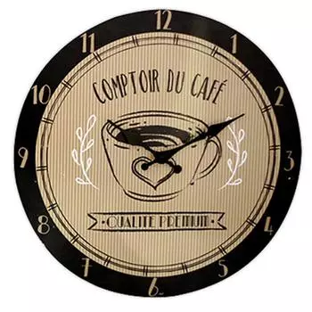 Les Trsors De Lily [A0300] - Часы настенные деревянные Comptoir du Caf коричнево-чёрные - 30 см