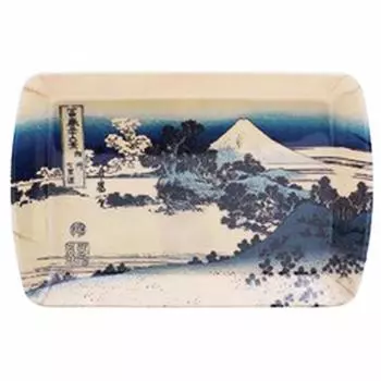 Les Trsors De Lily [A1612] - Маленький бежево-синий меламиновый поднос Hokusai - 23x15 см синий